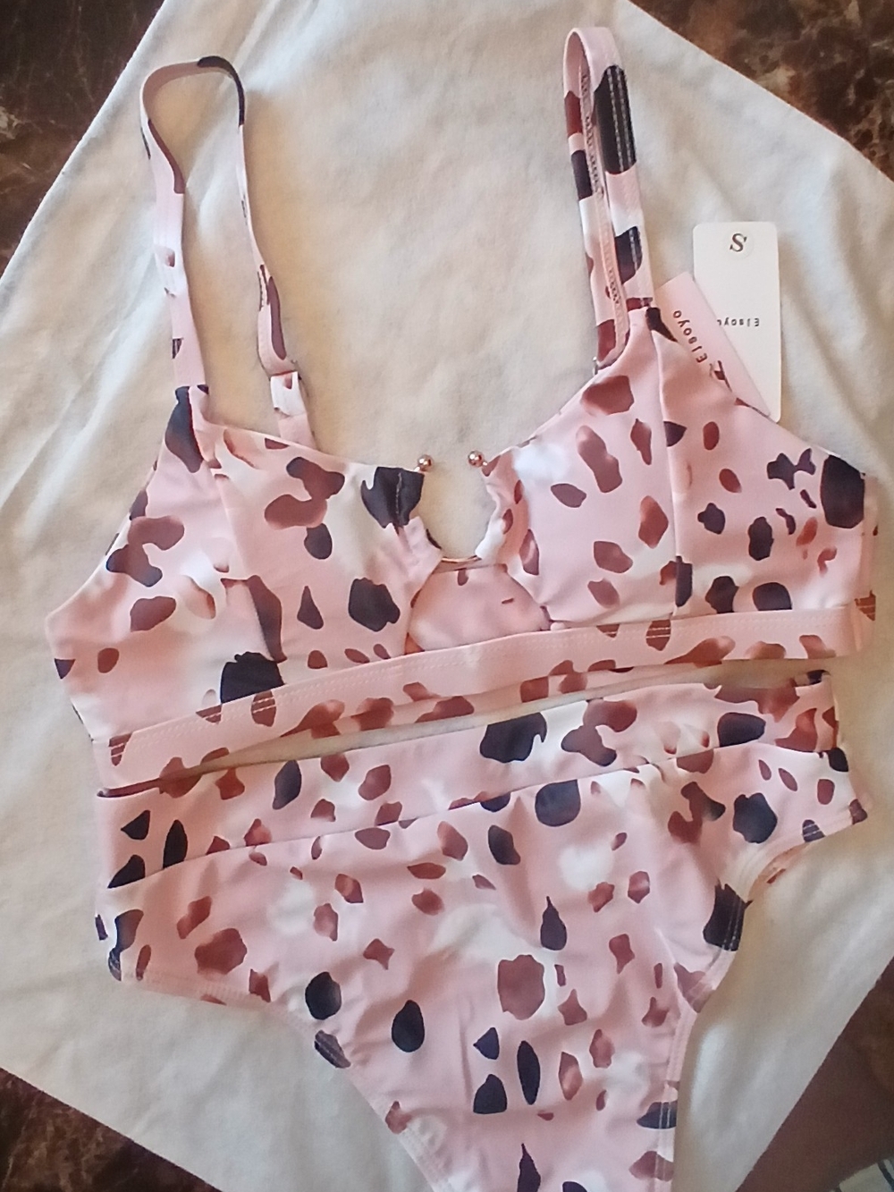 Pink Animal-Print Bralette & Bikini Brief Set